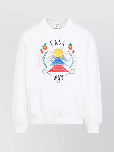 Casablanca Organic Cotton Graphic Print Crew Neck Sweatshirt