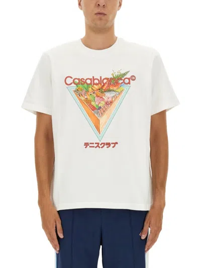 Casablanca Tennis Club Icon Logo-print Organic Cotton-jersey T-shirt In White