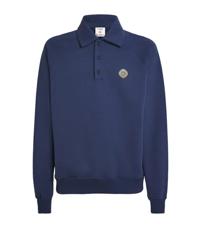 Casablanca Organic Cotton Logo Polo Shirt In Blue