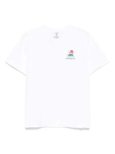 Casablanca White Organic Cotton Mountains Waves Screen T-shirt