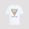 Casablanca Tennis Club Short Sleeve Cotton T Shirt In White