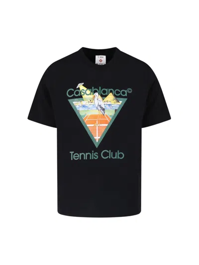 Casablanca Organic Cotton T-shirt With Tennis Club Triangle Graphic In Black