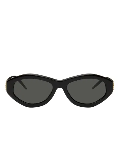 Casablanca Oval Sunglasses With Monogram Plaque In Black