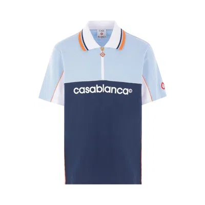 Pre-owned Casablanca Oversized Color Block Polo 'pale Blue/white/navy' | Men's Size L