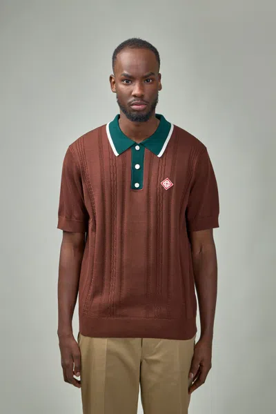 Casablanca Oversized Mini Cable Polo In Brown