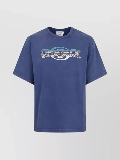 CASABLANCA OVERSIZED T-SHIRT WITH CHROME TEXT PRINT