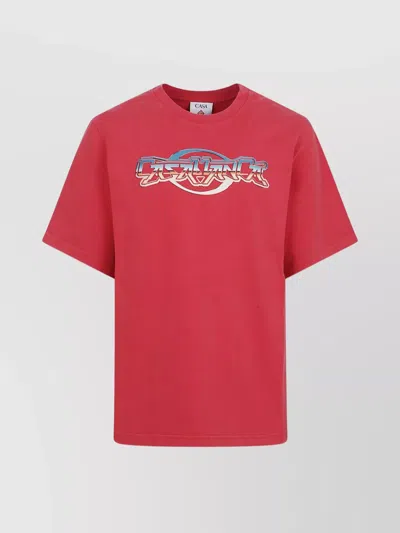 CASABLANCA OVERSIZED T-SHIRT WITH CHROME TEXT PRINT