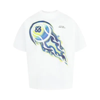 Pre-owned Casablanca Oversized Tee 'flaming Tennis Ball' | White | Men's Size L