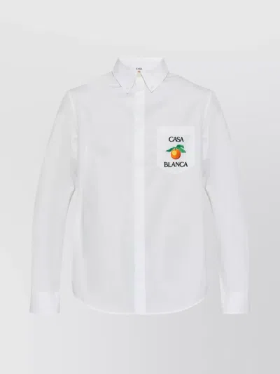CASABLANCA OXFORD SHIRT EMBROIDERED POINTED COLLAR