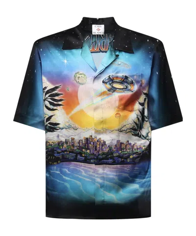 CASABLANCA CASABLANCA LA PRÉMONITION SHORT SLEEVED SATIN SHIRT