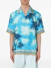 Casablanca Palm-tree Mosaic Shirt In Burgundy