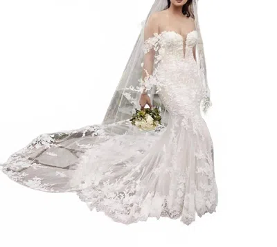 Casablanca Palmer Wedding Gown In Nude/ivory In White