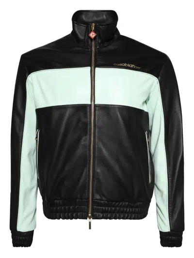 Casablanca Leather Jacket In Black Leather In Multi