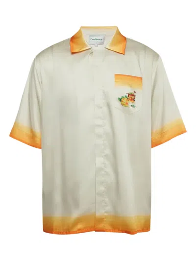 Pre-owned Casablanca Panoramique Graphic-print Shirt In White