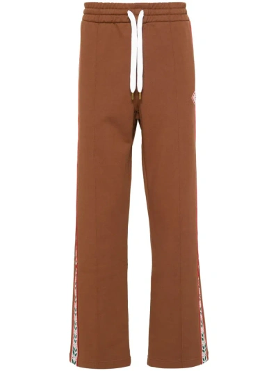 Casablanca Logo-patch Organic Cotton Track Pants In Brown