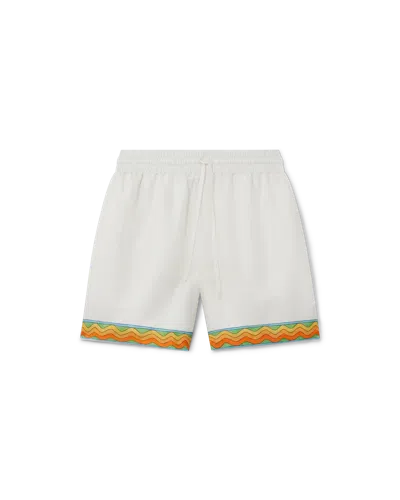 Casablanca Paris Afro Cubism Tennis Club Silk Shorts In White