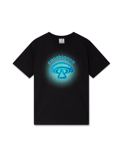 Casablanca Paris Airbrush Mushroom Logo Short Sleeve T-shirt In Black