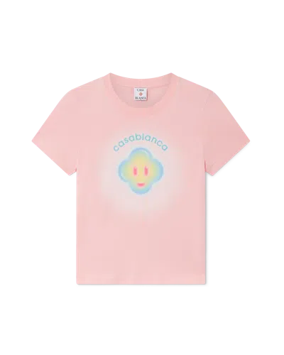 Casablanca Paris Airbrush Smiley Fitted Short Sleeve T-shirt In Pink