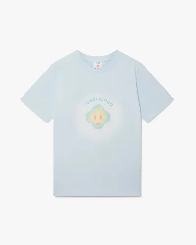 Casablanca Paris Airbrush Smiley Short Sleeve T-shirt In Blue