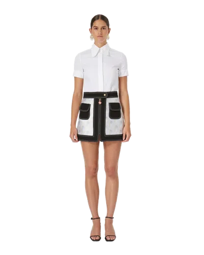 Casablanca Paris Arch Jacquard Zip Through Mini Skirt In White