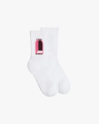 Casablanca Paris Aubergine Arch Socks In White