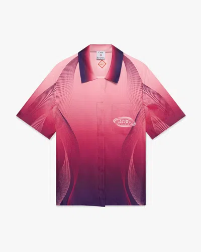 Casablanca Paris Aubergine Gradient Cuban Collar Short Sleeve Silk Shirt In Pink In Multi