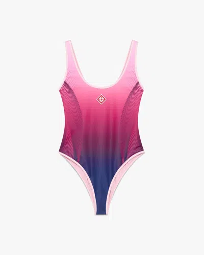 Casablanca Paris Aubergine Gradient Swimsuit In Pink In Multi