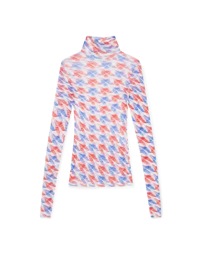 Casablanca Paris Aviation Houndstooth Mesh Top In Multi
