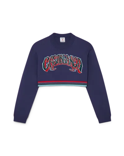 Casablanca Paris Baseball Cropped Jumper In Blue