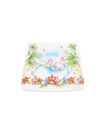 Casablanca Paris Better Days Silk Satin Mini Skirt In Multi