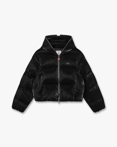 Casablanca Paris Black Lacquered Cropped Nylon Puffer Down Jacket