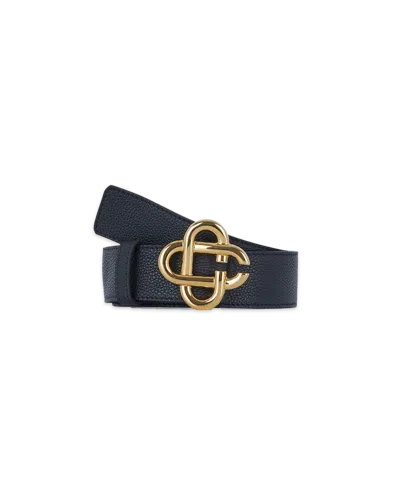 Casablanca Paris Black Leather Cc Logo Buckle Belt In Multi