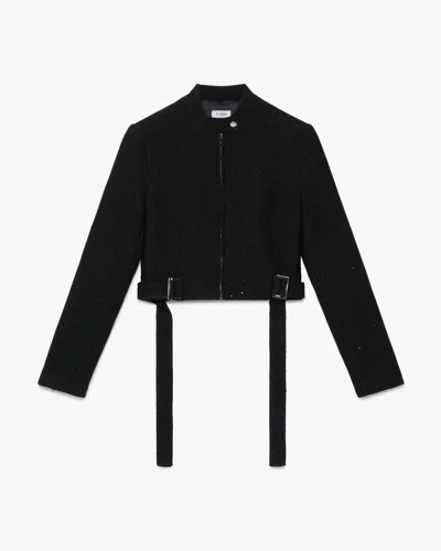 Casablanca Paris Black Sequin Tweed Cropped Jacket