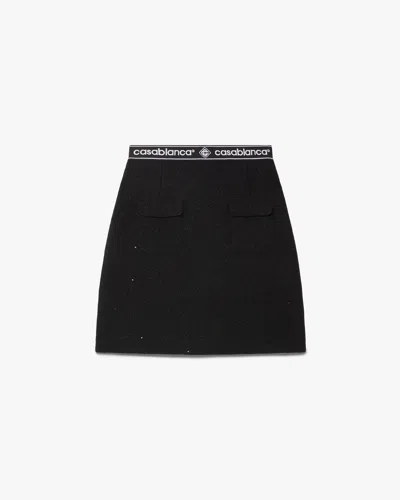 Casablanca Paris Black Tweed Midi Skirt