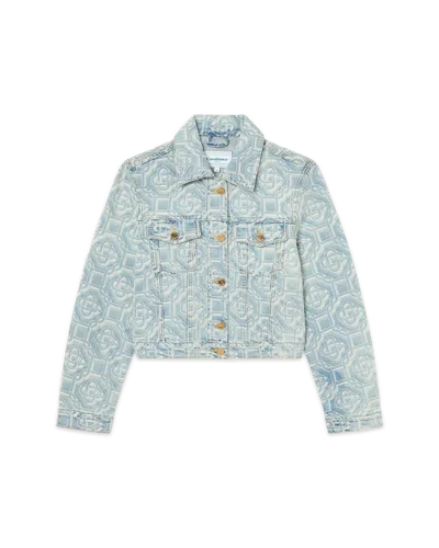 Casablanca Paris Bleached Classic Monogram Denim Jacket In Multi