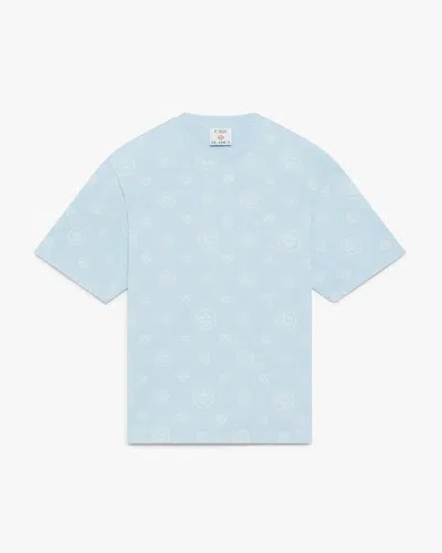Casablanca Paris Blue Applique Monogram Oversized Short Sleeve T-shirt In Gold