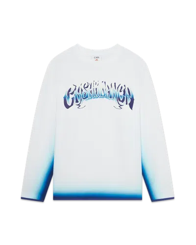 Casablanca Paris Blue Fade Long Sleeve T-shirt In White