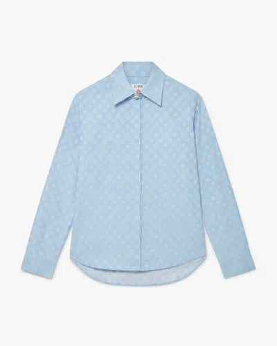 Casablanca Paris Blue Monogram Short Sleeve Shirt