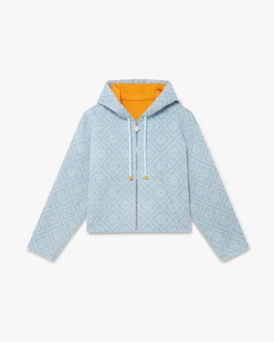 Casablanca Paris Blue Monogram Wool Hooded Sweatshirt