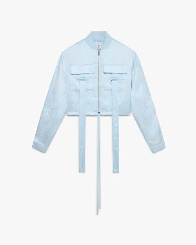 Casablanca Paris Blue Nuntucket Cropped Satin Bomber Jacket