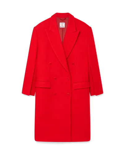 Casablanca Paris Boiled Wool Overcoat In Red