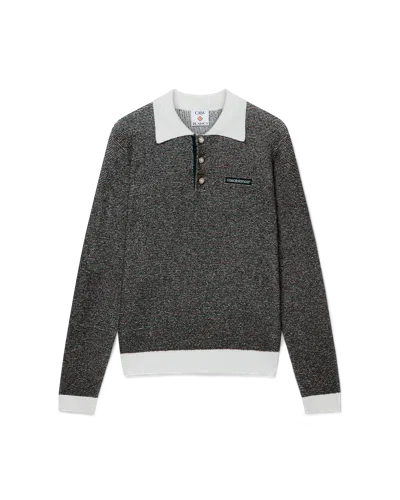 Casablanca Paris Boucle Stripe Long Sleeve Polo Shirt In Multi