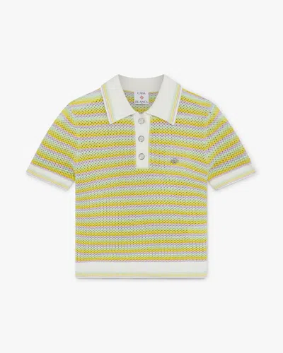 Casablanca Paris Bourgeois Striped Polo Shirt In Green
