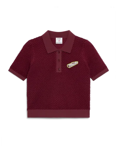 Casablanca Paris Burgundy Jacquard Polo Shirt