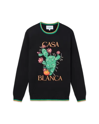 Casablanca Paris Cactus Et Orange Intarsia Sweater In Black