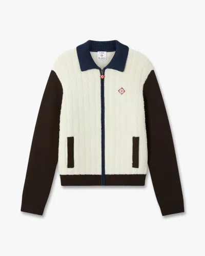 Casablanca Paris Café Culture Wool Fleece Track Jacket In White