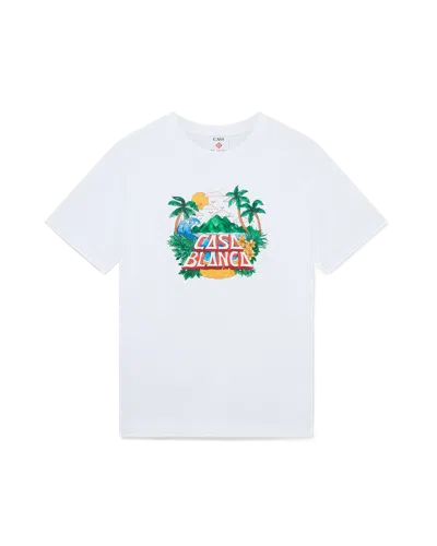 Casablanca Paris Casa Beach Wave Short-sleeve T-shirt In White