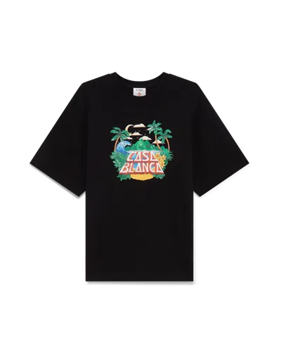 Casablanca Paris Casa Beach Wave Short-sleeve T-shirt In Black