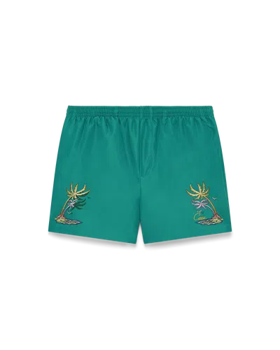 Casablanca Paris Casa Embroidery Swim Shorts In Green