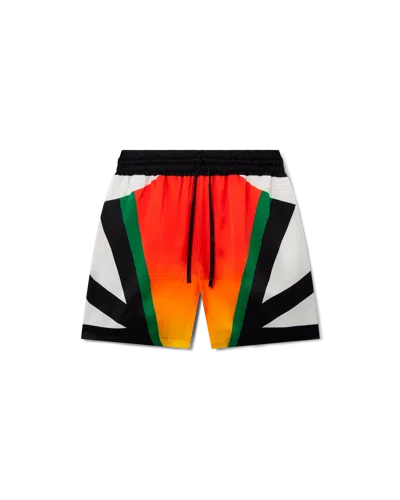 Casablanca Paris Casa Moto Sport Silk Shorts In Green In Orange